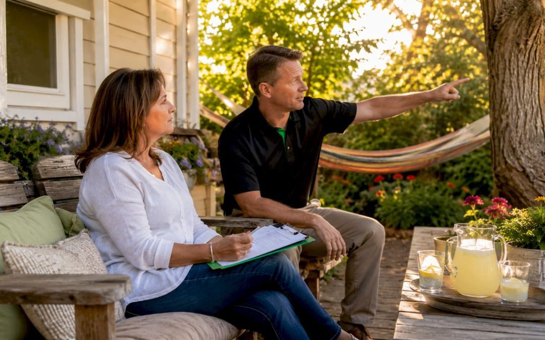 Home inspector and buyer discussing findings