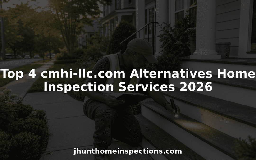 Home inspector examining house exterior on site