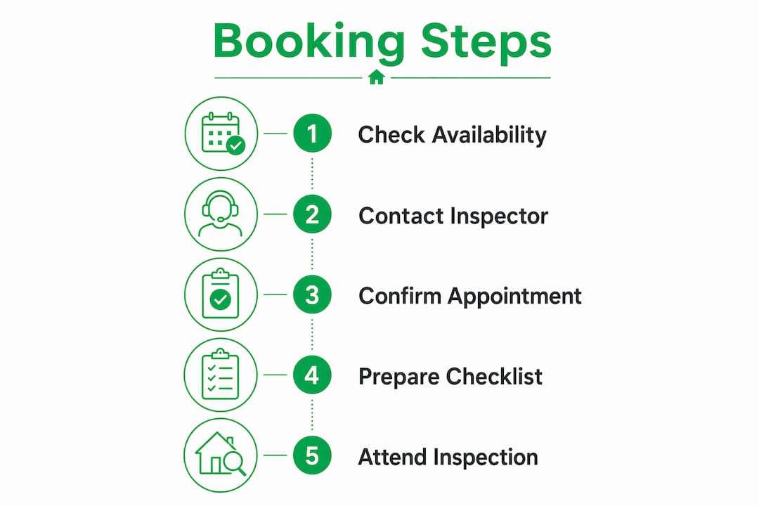 Infographic illustrating booking steps for home inspection