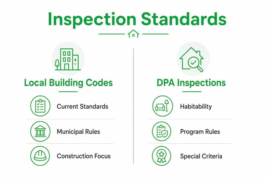 Infographic comparing DPA inspections and building codes