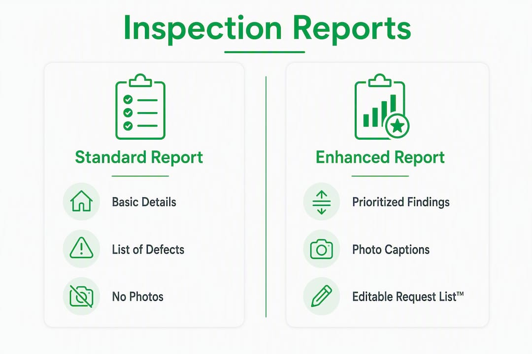 Infographic comparing standard versus enhanced inspection reports