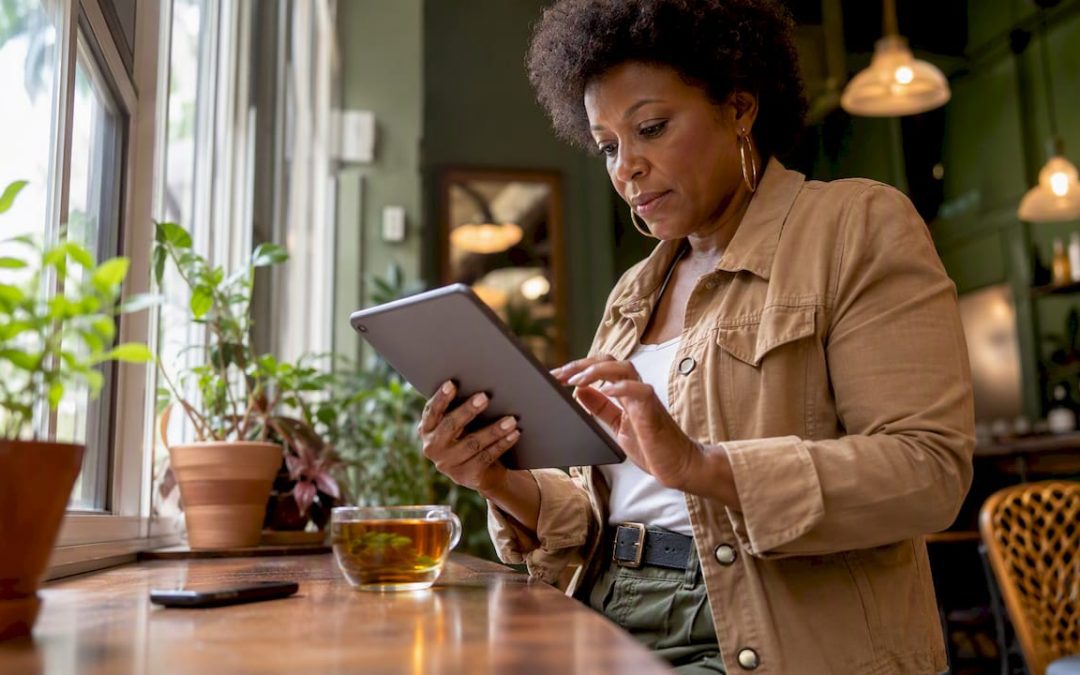 Real estate agent managing inspection list on tablet