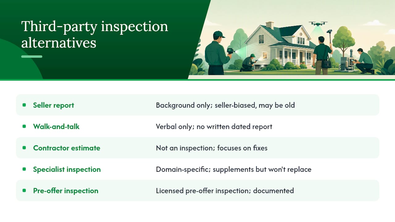 Third-party inspection alternatives and how credible they are — overview diagram