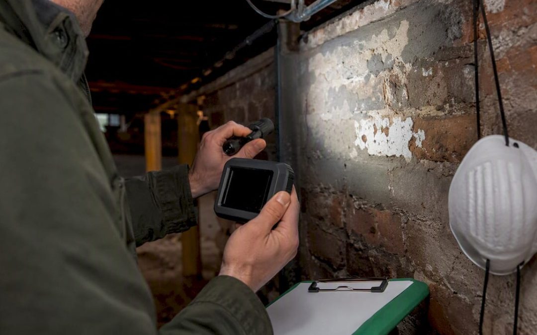 Home inspector photographing crawlspace details