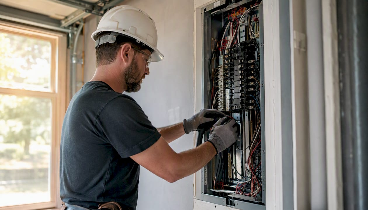 Electrician repairing home wiring