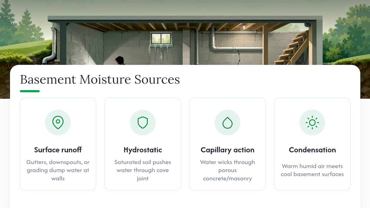 Five common causes of basement moisture