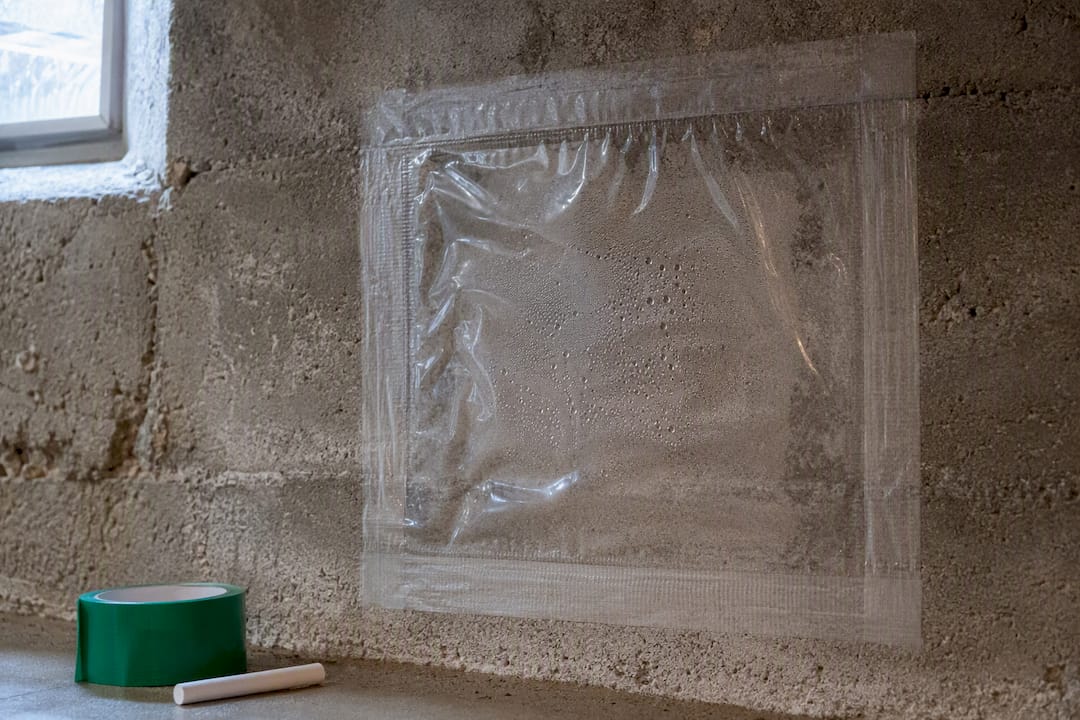 Plastic sheet test on basement wall