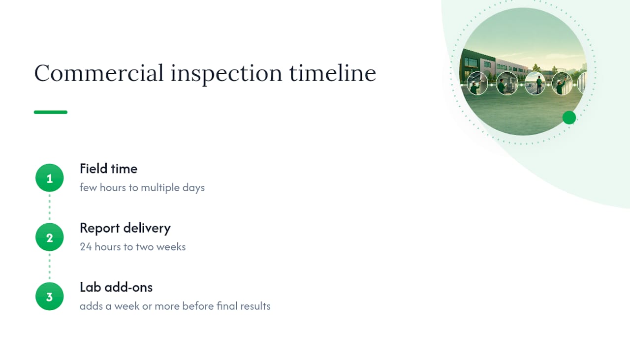 Commercial inspection field and reporting timelines