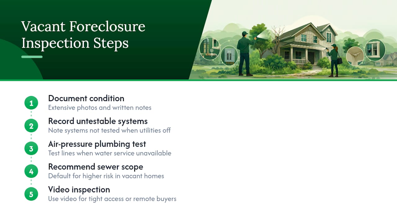 Foreclosure inspection workflow from access to reporting