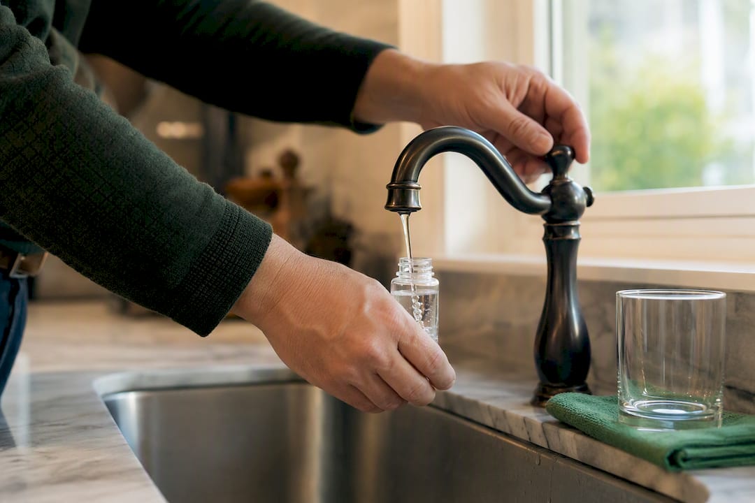 Collecting first-draw water for lead testing