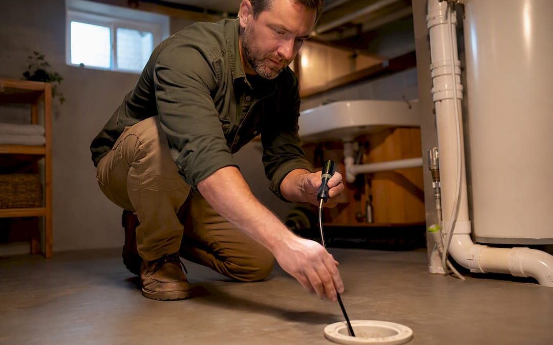 Inspector performing sewer camera inspection