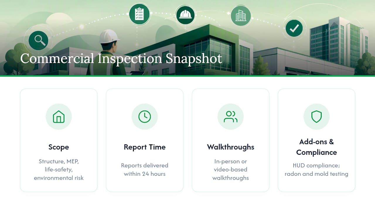 Hunt Home Inspection, LLC: Commercial Inspection Services Built On This Checklist — overview diagram