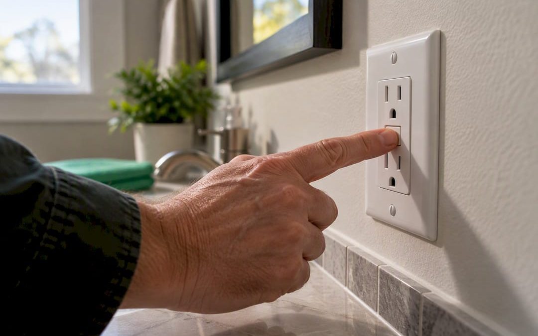 Inspector testing a residential GFCI receptacle