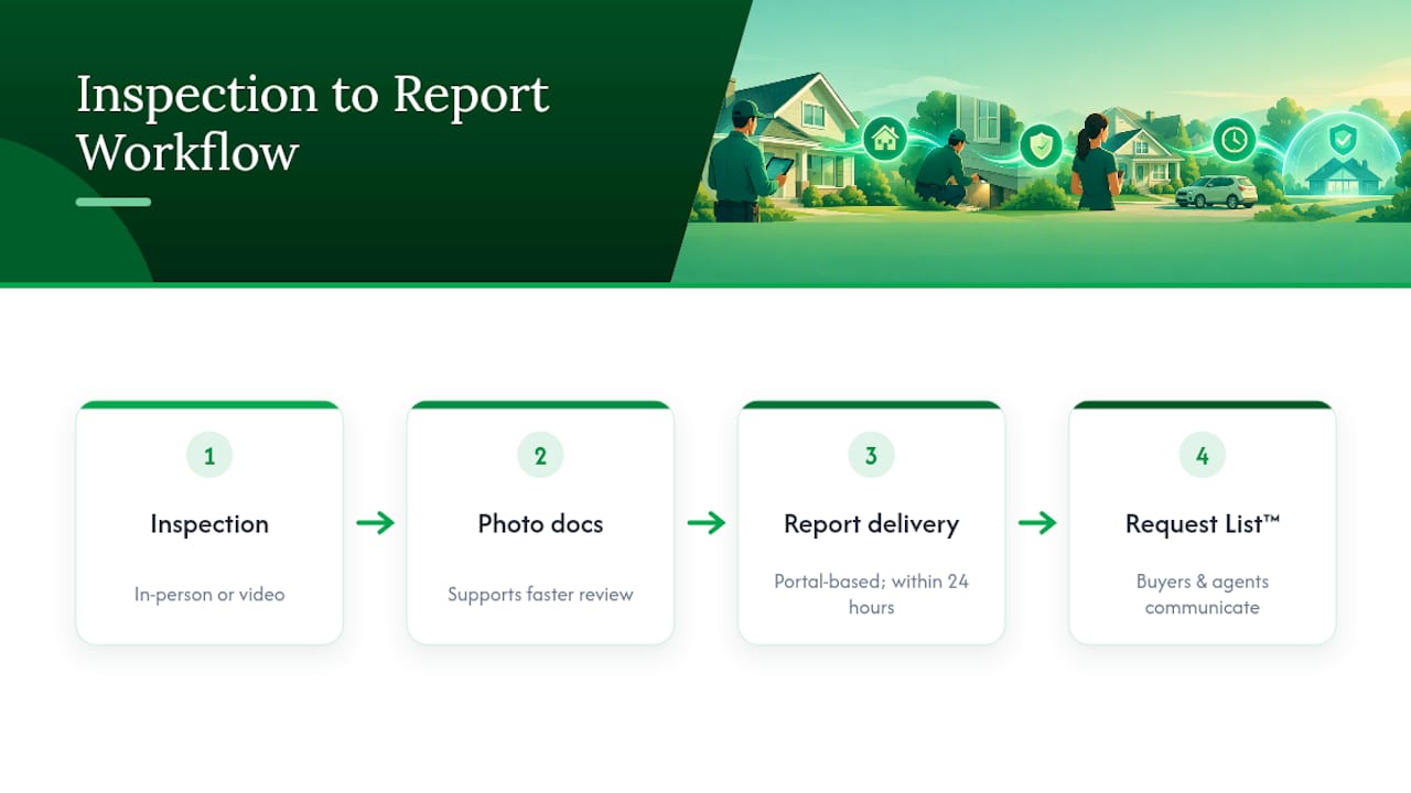 Home inspection report delivery workflow