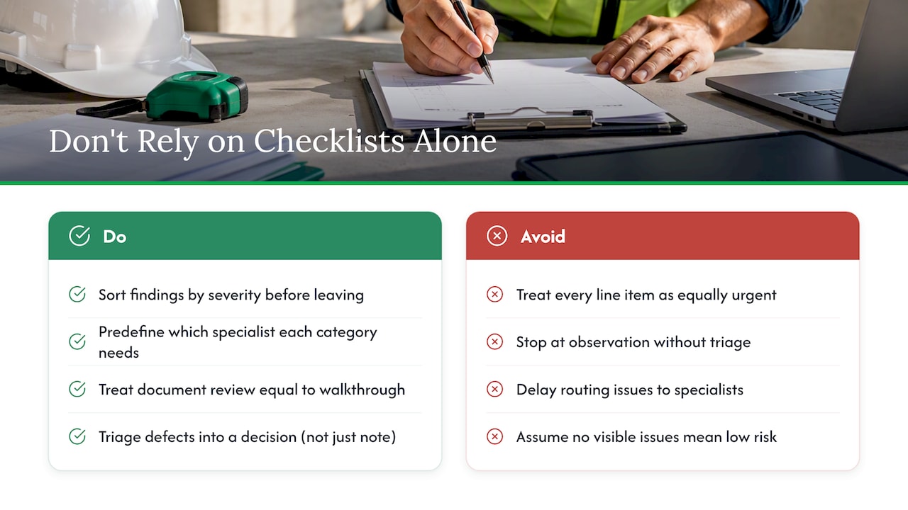 Why Checklists Alone Don't Close the Gap — overview diagram
