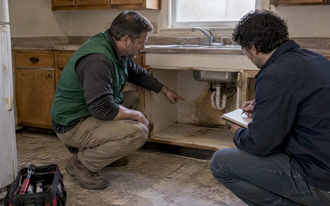Investor and inspector review home findings
