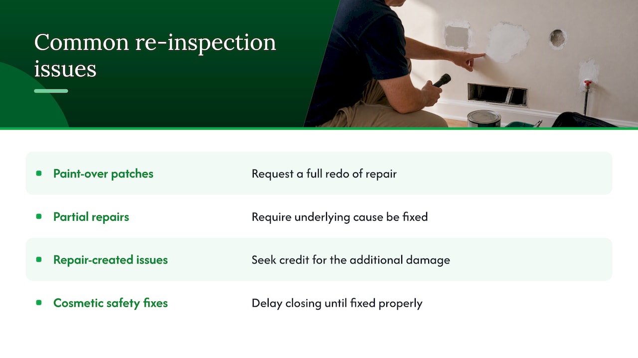 Common issues uncovered during re-inspections — overview diagram