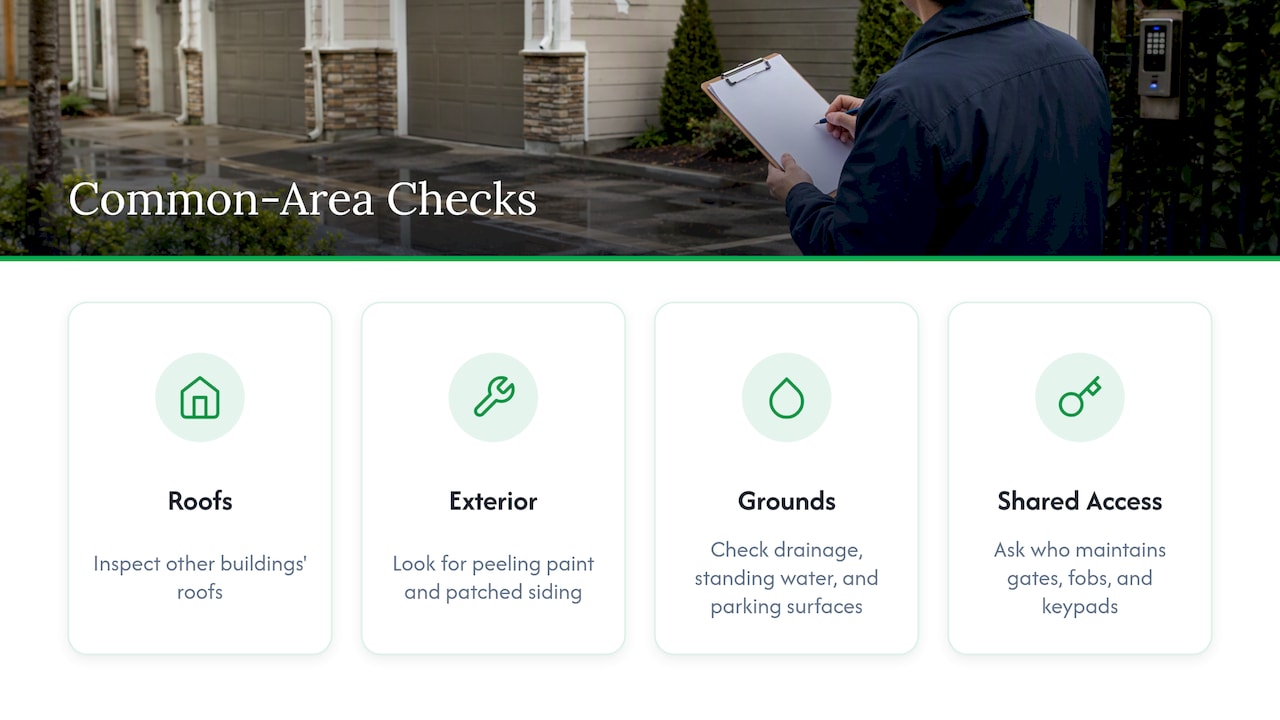 Common townhouse areas to inspect