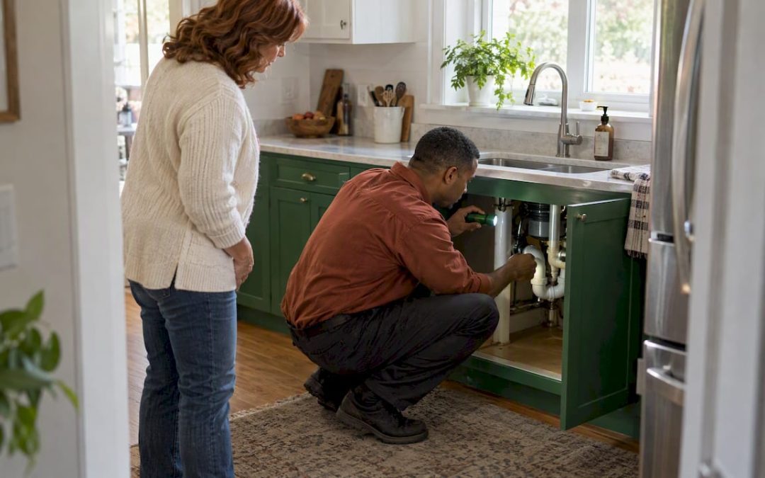 Seller present during a kitchen plumbing inspection
